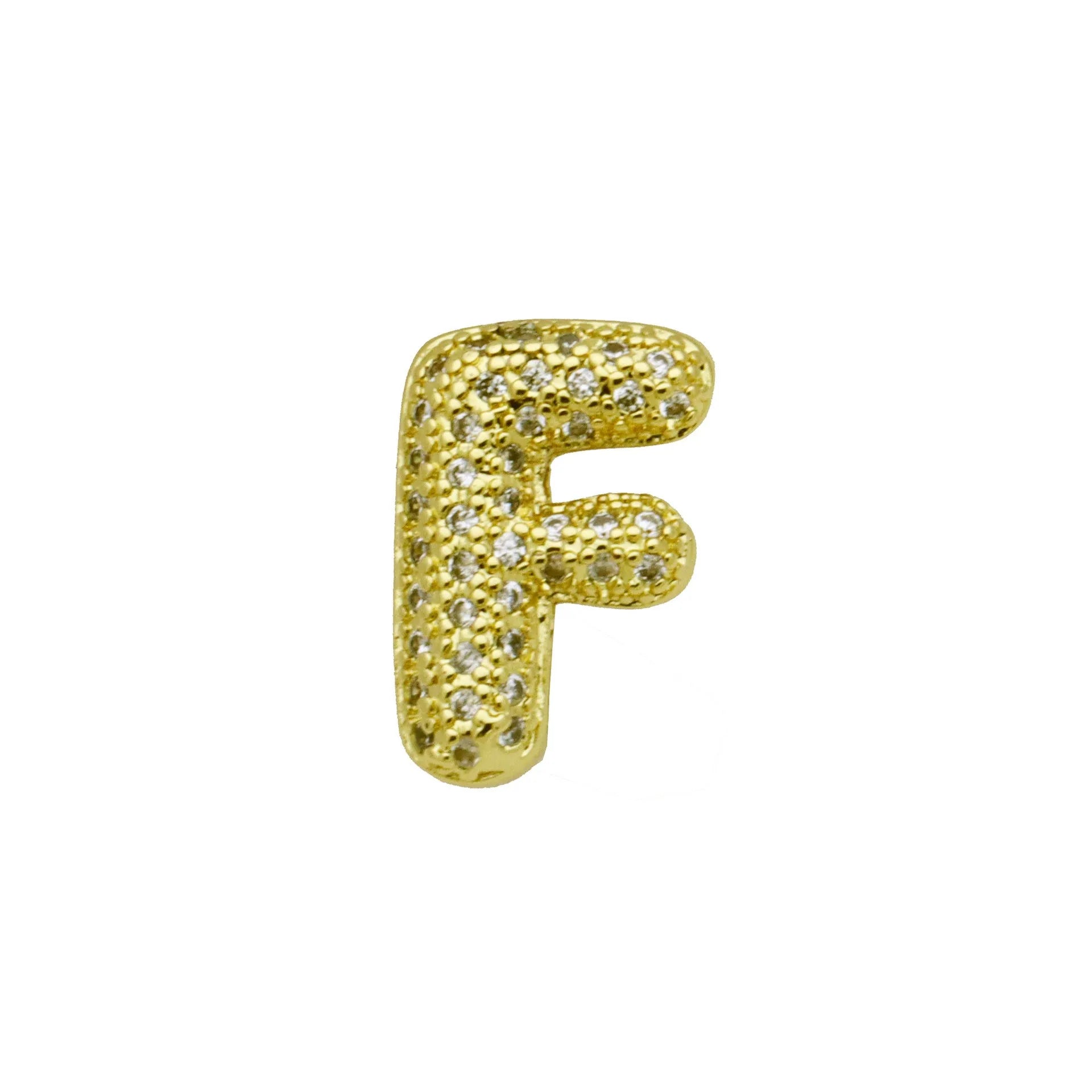 Retro style copper bracelet with English letter charm featuring micro inlaid zirconium stones in gold plating
