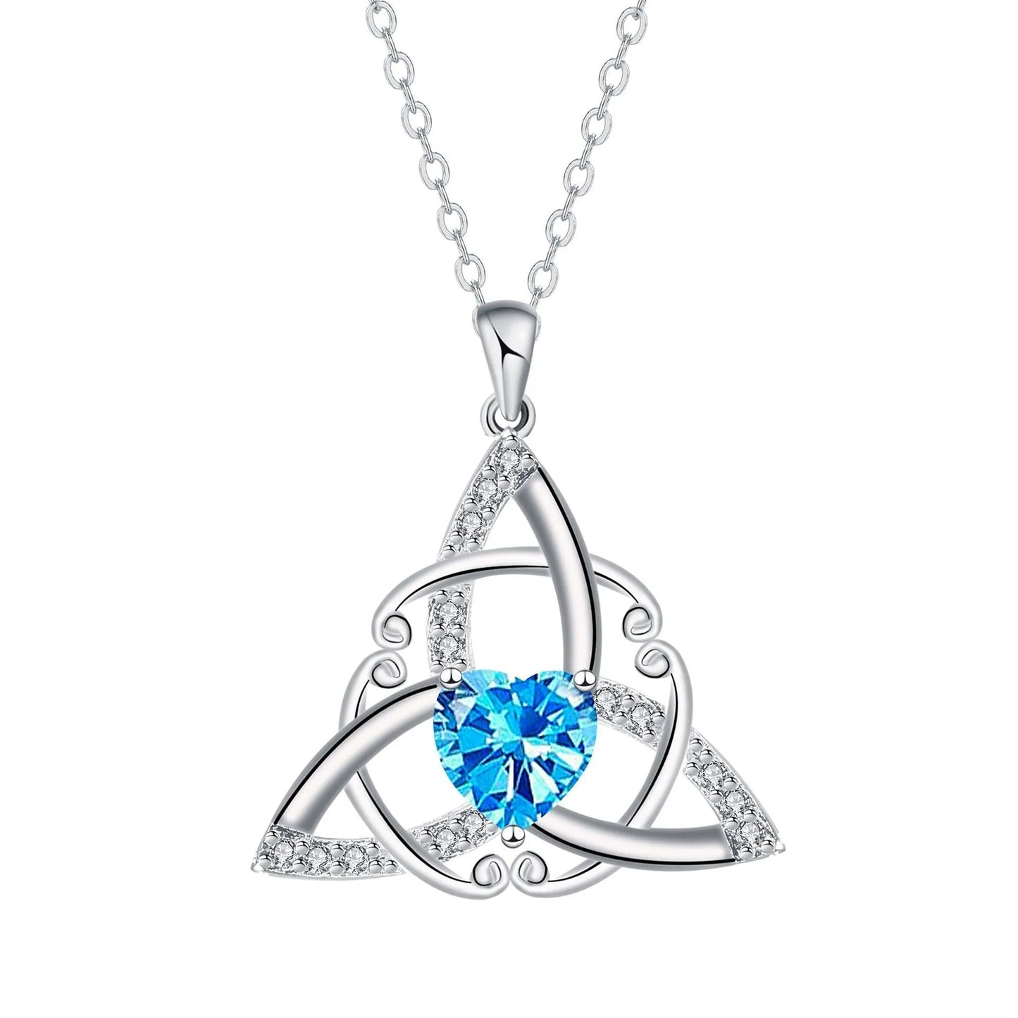 Celtic knot necklace for women in copper with electroplated colour geometric pendant