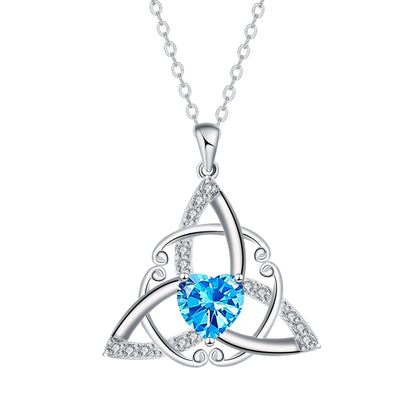 Celtic knot necklace for women in copper with electroplated colour geometric pendant