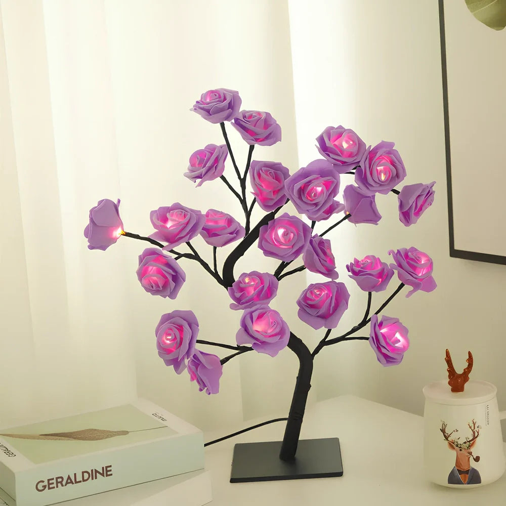 Fibre optic cherry tree night light with 48 LED blossoms and USB cable