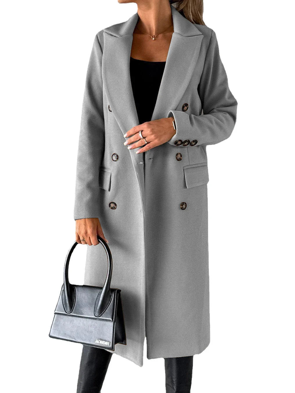 Stylish long sleeve lapel coat in various colors for trendy winter fashion