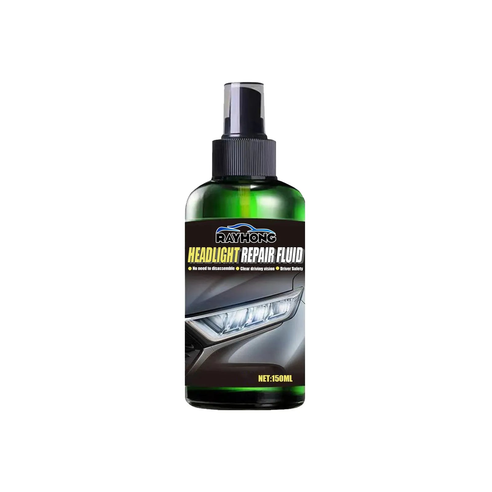 150ml bottle of car headlight repair liquid for removing yellowing and restoring clarity.