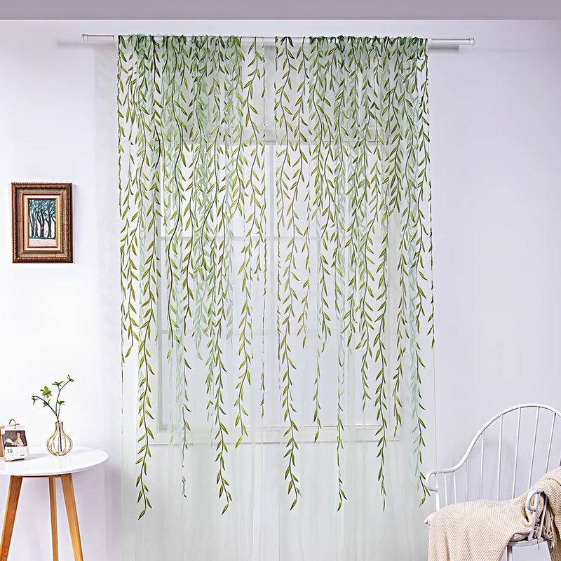 Inverted willow wicker offset printing curtains with rod pocket top structure, available in two sizes up to 270cm length for window coverage with polyester fibre construction and multiple colour options