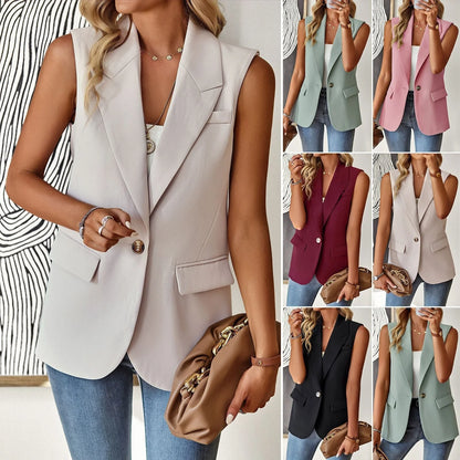 Women's loose fit sleeveless suit vest in various colors