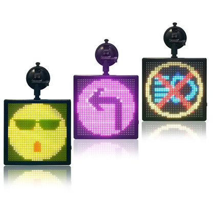 Car Rear Window LED Emoticon Screen displaying vibrant seven-color message