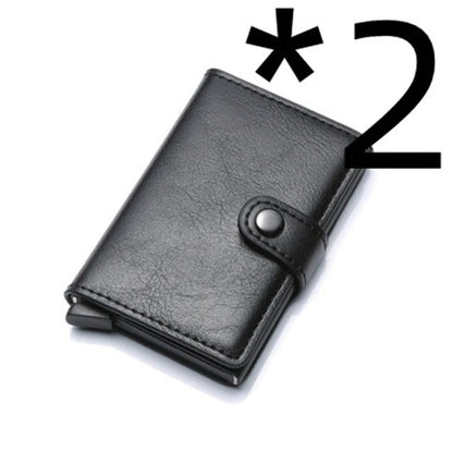 Men's RFID-blocking vintage wallet with aluminum purse and leather cover