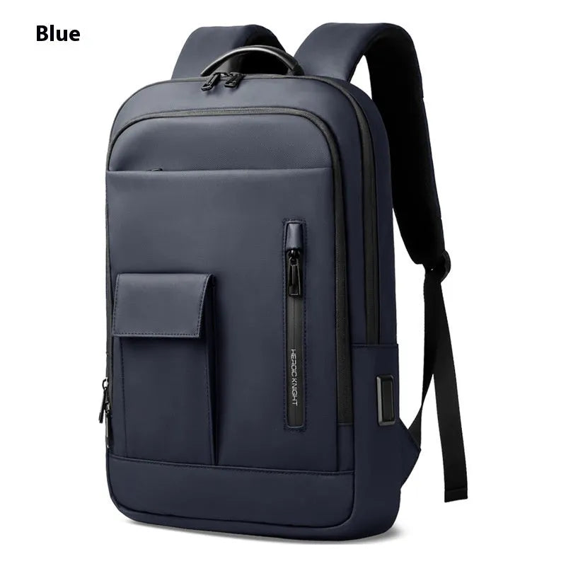 Men's lightweight Oxford cloth backpack in dark grey, olive green, blue or black for business travel and commuting