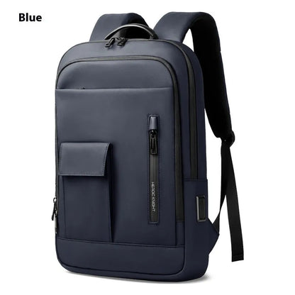 Men's lightweight Oxford cloth backpack in dark grey, olive green, blue or black for business travel and commuting