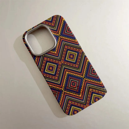Kevlar skin feeling hard PC phone case with micro relief and magnetic suction for iPhone 12-15 Pro Max.