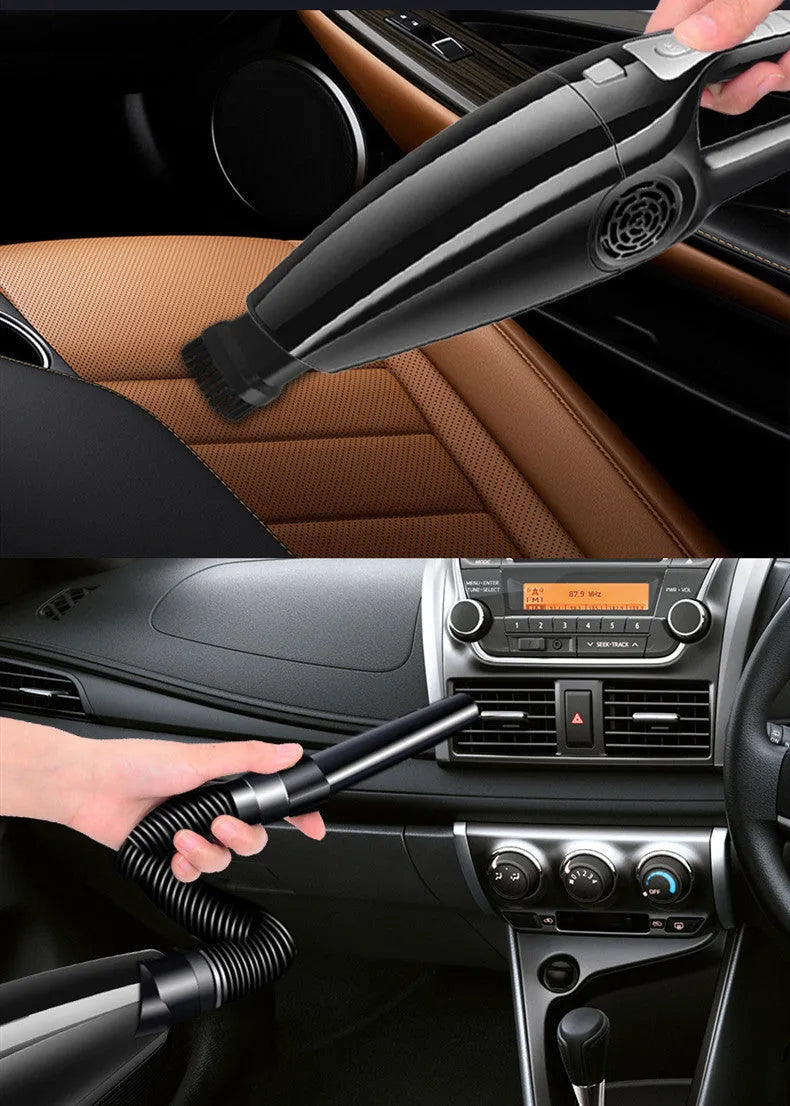 PoHigh Power Hypa car vacuum cleaner with 36cm length, black or orange colour, showing cigarette lighter connection