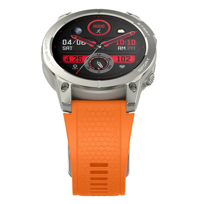 S53 Outdoor GPS Sports Smart Watch in black or orange with 1.43 inch touch screen and silicone strap