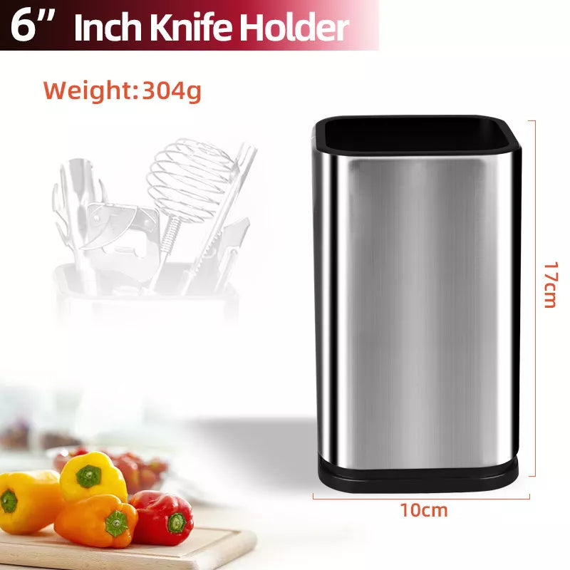 Stainless steel drainable knife and chopping board holder for kitchen organization
