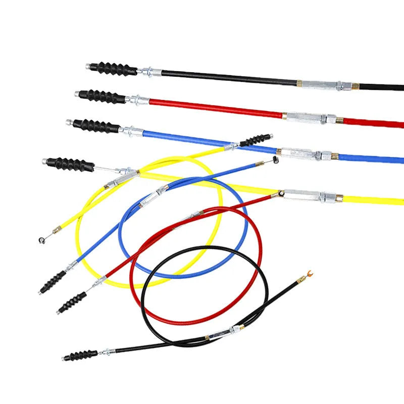 Clutch and accelerator control cable for scramble motorcycle ATV in black, blue, red, or yellow, 0.98m long.