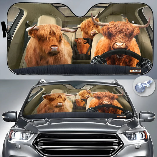 Telescopic aluminium foil car sun visor extended on a car windscreen