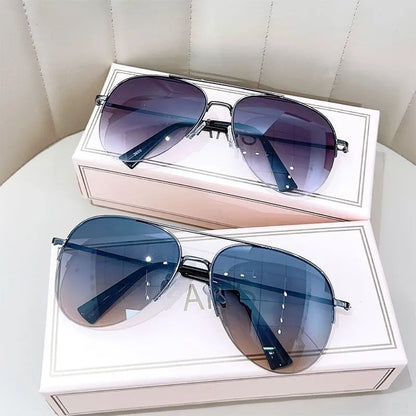 Big face aviator sunglasses with metal frame and UV-protective resin lenses in multiple colour options