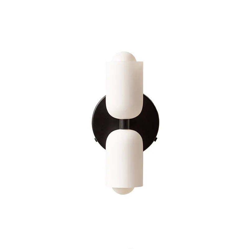 Cream base double head wall lamp with white glass shade and iron body, 220V wall light