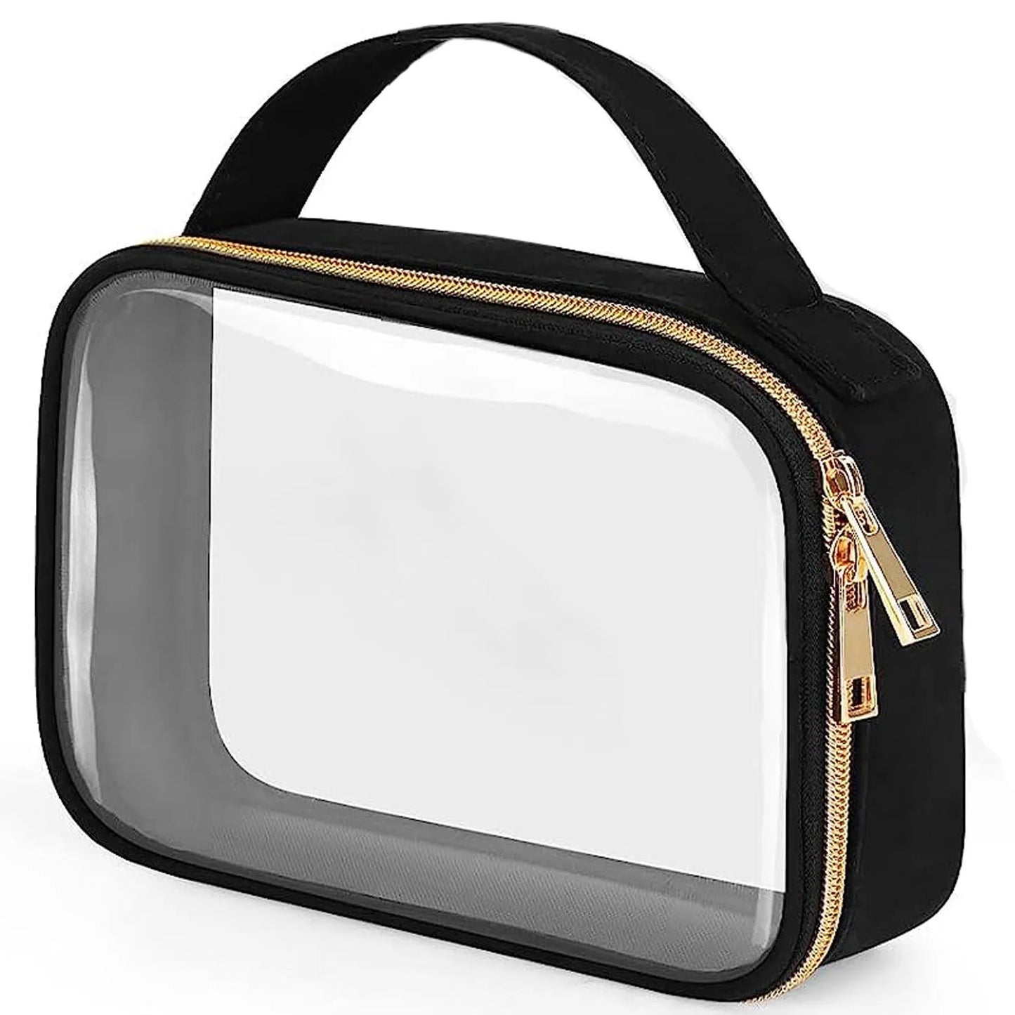 Transparent PVC lipstick storage wash bag with detachable chain showing cosmetic organisation