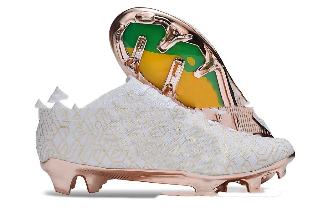 Men's knitted football shoes with air cushion and FG rubber studs on natural grass