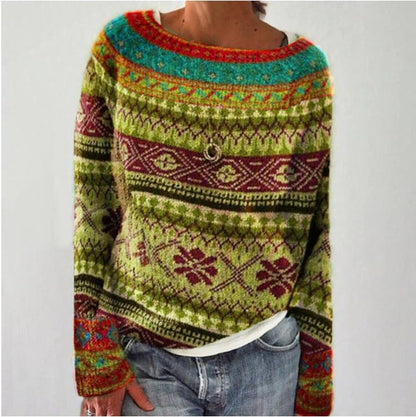 Stylish multicolor knit pullover sweater for women with relaxed fit and variety of vibrant color options