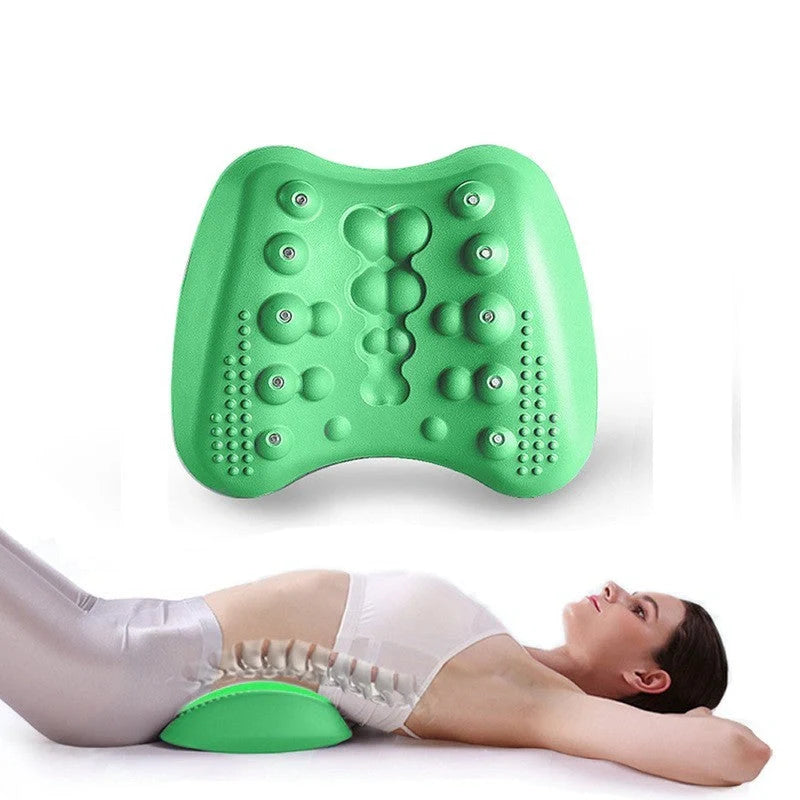 Butterfly-shaped lumbar support pillow with magnetic nodes for back pain relief