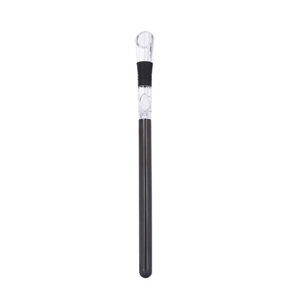Stainless steel wine chilling rod with acrylic aerator pourer for cooling bottles from inside