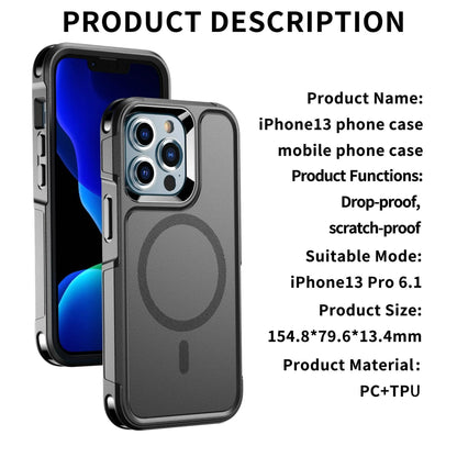 Black magnetic shatterproof back cover case for iPhone 12 and iPhone 13 series phones