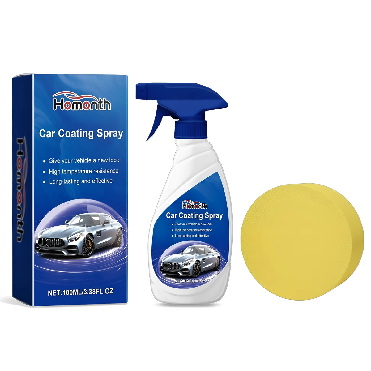 100ml car coating spray set with round sponge applicator and PE hose, water-based coating agent