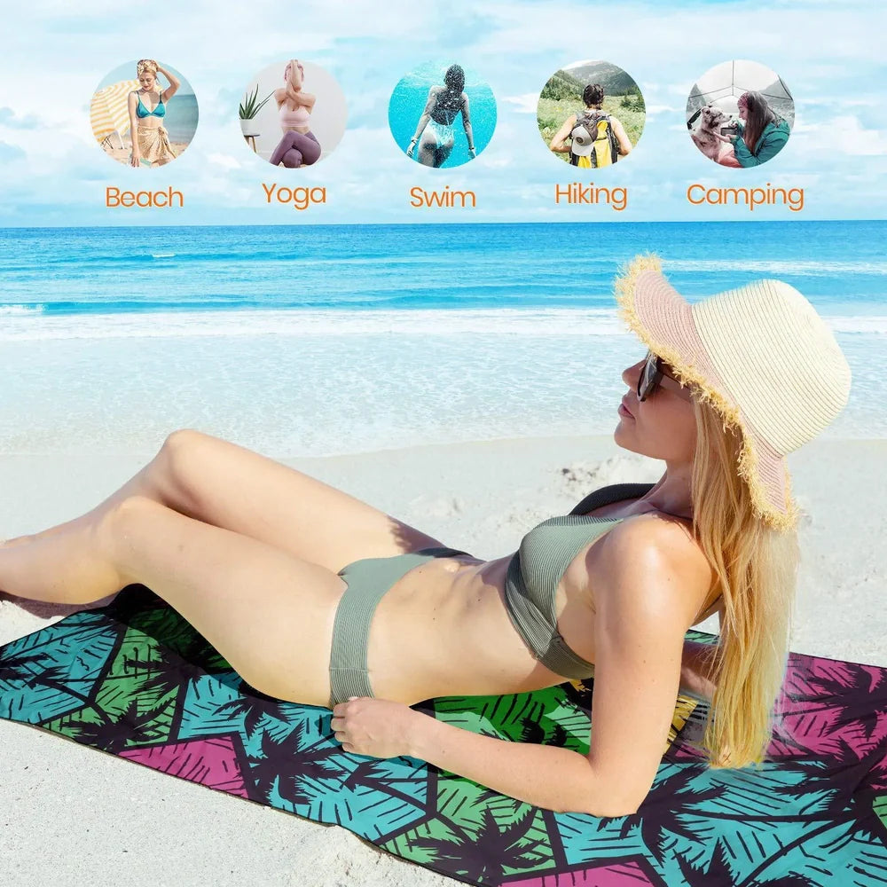 Superfine fibre beach towel in various colours, 175x75cm size, 280g lightweight for travel and outdoor sports