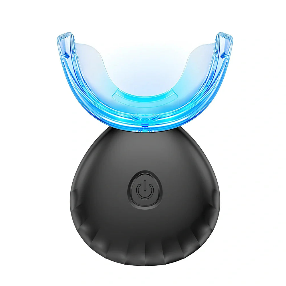 Shell Lamp wireless teeth whitening kit with LED light, gel pens, and colour card in black or white