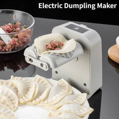 Electric Dumpling Maker Machine in white, automatic kitchen gadget for homemade dumplings