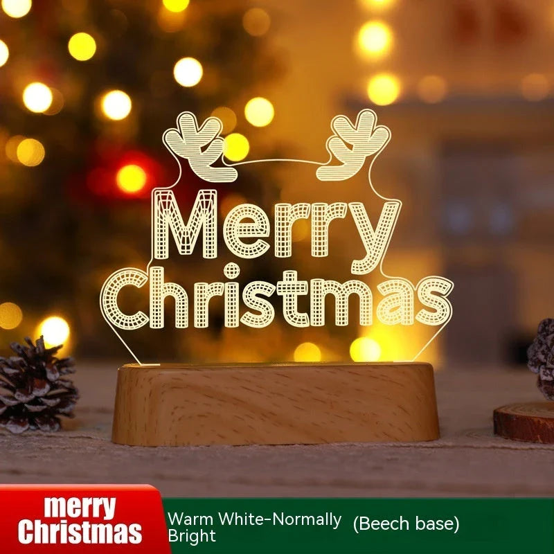 Cozy 3D acrylic LED Christmas lamp with festive holiday designs for warm, inviting décor