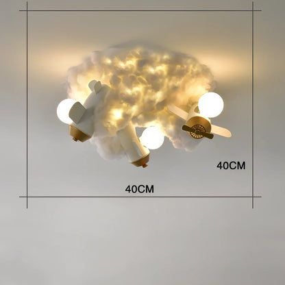 Wrought iron chandelier with aircraft or rocket design for children's rooms, 45-50cm height, LED light source