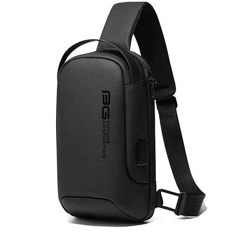 Men's Oxford cloth USB shoulder bag for business travel with polyester lining