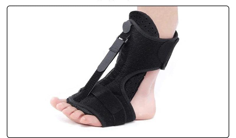Adjustable dorsal night splint for plantar fasciitis and foot drop relief in black