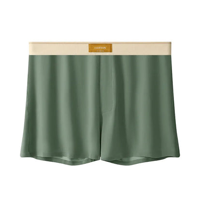 Men's loose-fit Ice Silk nylon underwear in a three-pack, showing colour options like black, green, and grey.