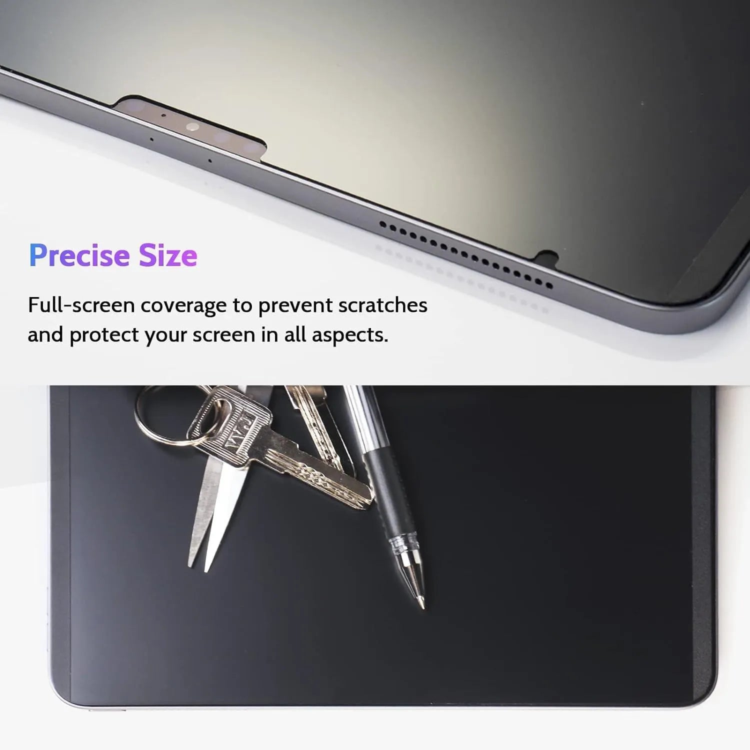 Magnetic suction anti-peeping film for iPad with paper-like texture and storage clip, showing 30-degree privacy angle