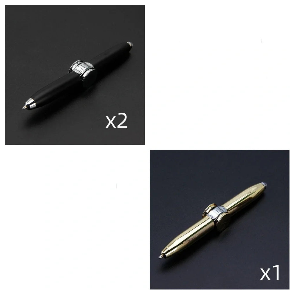 Multifunctional decompression gyro ballpoint pen showing 10.3cm length and spinning mechanism