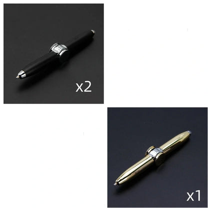 Multifunctional decompression gyro ballpoint pen showing 10.3cm length and spinning mechanism