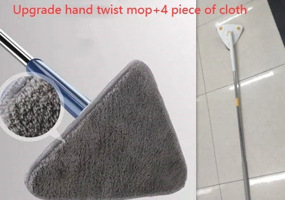 Extendable Triangle Mop with 360° rotatable head for deep cleaning in blue and white