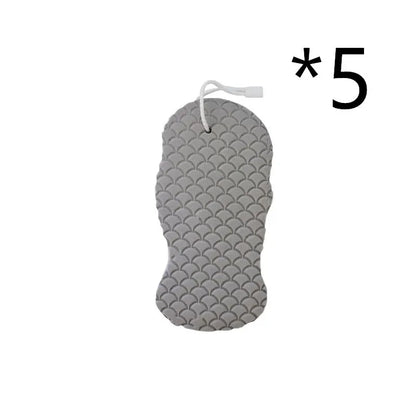 White 3D bath ball sponge with a fish scale exfoliating texture on a blue background.