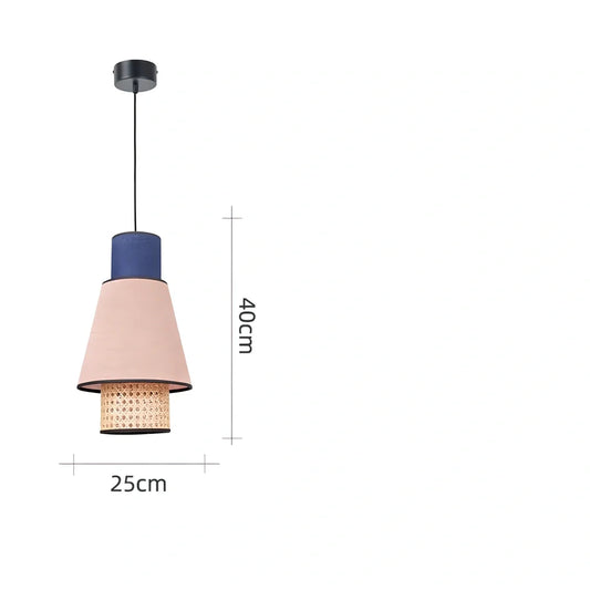 Japanese rattan chandelier with hand-woven grass shade and 3000K LED lighting in fish-shaped design