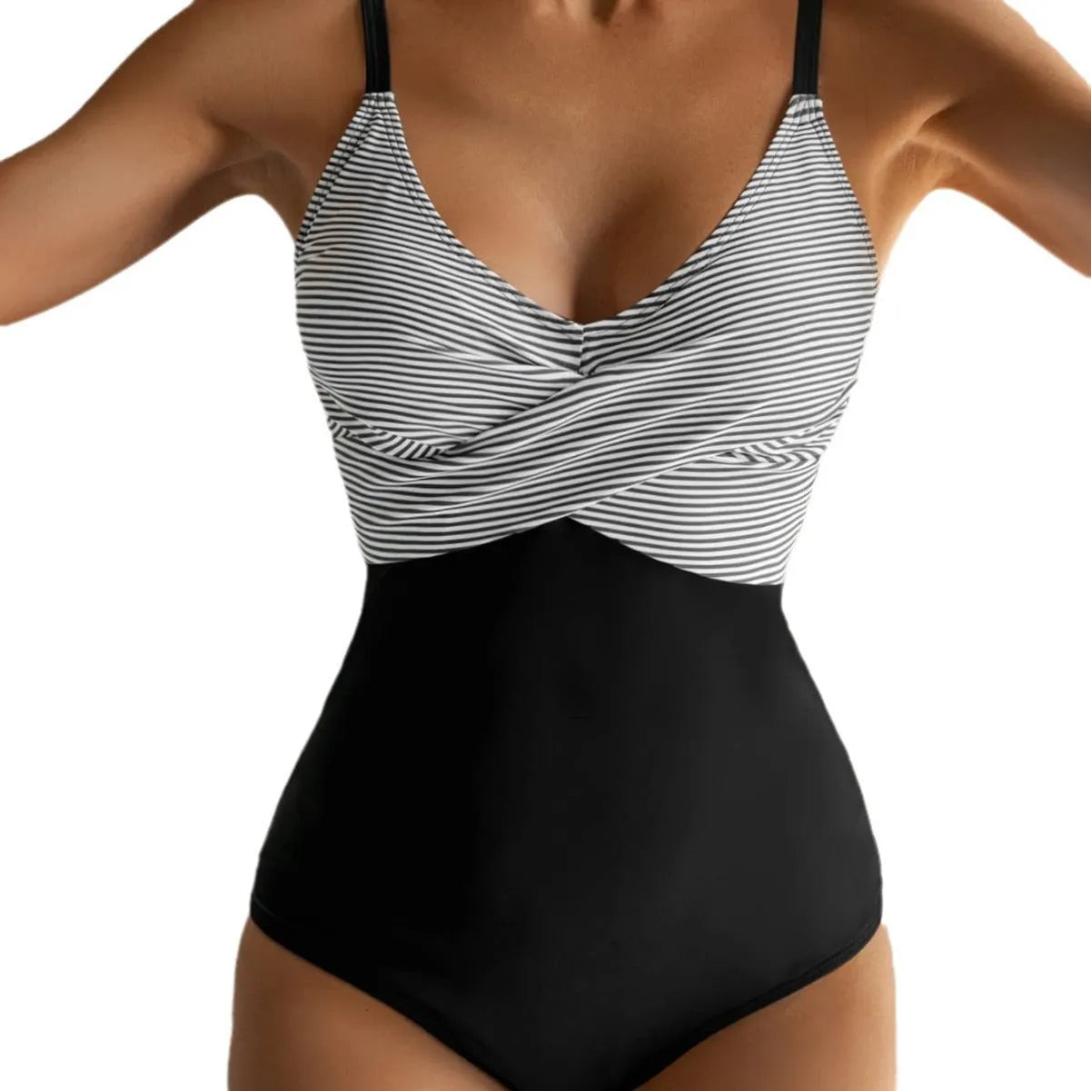 Women's backless swimsuit with lace-up detail in leopard print pattern, showing adjustable back design