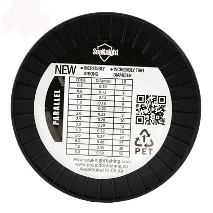 Seaknight1000 M nylon fishing line spool in available colours: black, blue, green, white, yellow.