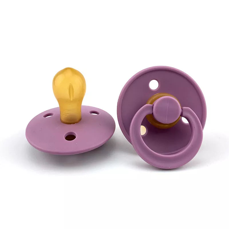 Natural latex pacifier for newborns with breast simulation design in dark gray