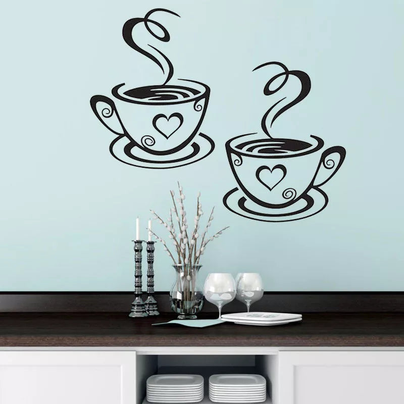 Cup Coffee Removable Wall Sticker Decorative Painting - Multi-color Design