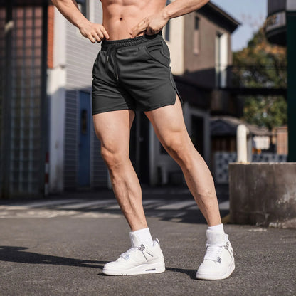 Men's straight-fit polyester sports casual shorts in multiple colours