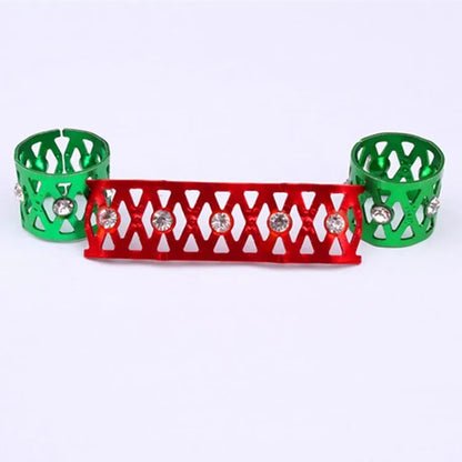 Aluminium wig decoration hair ring with hollow jeweled design in multiple colour options