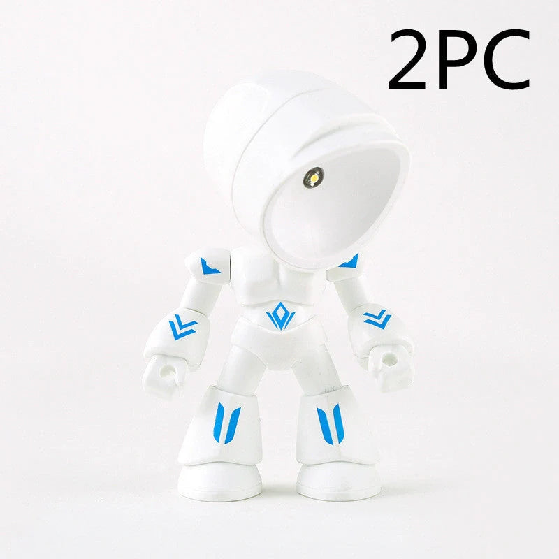 Mini LED Hero Robot Table Lamp with adjustable arms and 360° rotating head in various colors