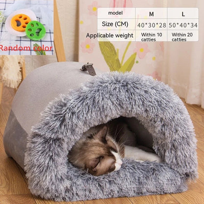 Cozy Canine Retreat: Portable Plush Pet Nest with Semi-Enclosed Design for Autumn and Winter