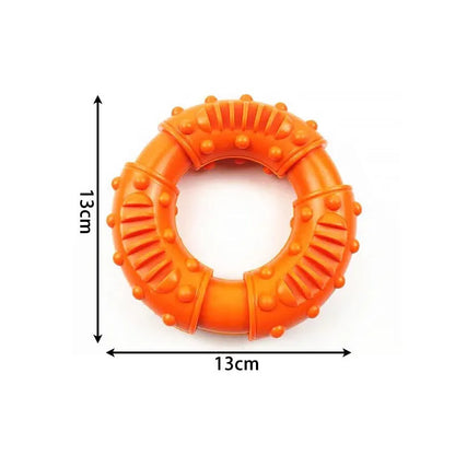 Blue dog fetching stick toy with hollow centre, measuring 13cm, for lightweight chew and floatable fetch games